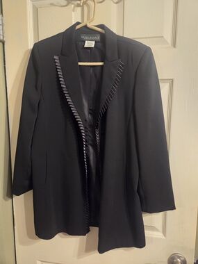 Lafayette 148 New York Black Pleated Trim Blazer